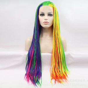 Long Micro Box Braided Wigs Lace Front Wigs Colorful Braids Wig for Black Women - Picture 1 of 14