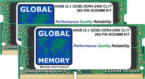 64GB (2x32GB) DDR4 2400MHz PC4-19200 260-PIN Memoria Sodimm RAM Kit para Laptops