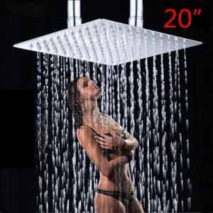 Bathroom Shower Head 20"Square Ultra-Thin Stainless Steel Rainfall Chrome faucet - Bild 1 von 7