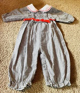 Mameluco vintage fino y dandy calado blanco y negro a cuadros talla 3-6 meses - Imagen 1 de 8