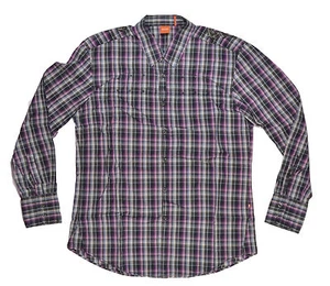 Hugo Boss COOKIE FUNK Mens By BOSS Casual Metal Studs Shirt XL Black Purple NEW - Picture 1 of 2