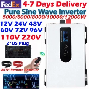 5000W 8000W 12000W Pure Sine Wave Inverter 12V 24V 48V 60V 72V 96V to 110V 220V - Picture 1 of 28
