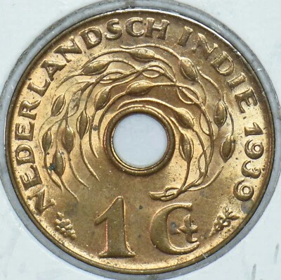 Centavo Indias Orientales Holandesas 1939 BU 291569 envío combinado Foto 1 de 2