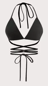 SHEIN ICON Solid Crisscross Tie Backless Crop Halter Top Size Large - Picture 1 of 10
