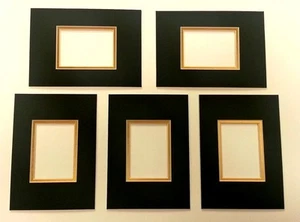 JUEGO ACEO DE 5 - 5x7 Oro Negro Doble Tabla Corte con Apertura para Cajar 2.5x3.5 - Imagen 1 de 2