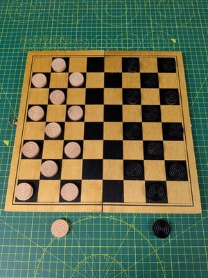 Wooden Chess Set with Draughts Pieces and Folding Box Board - Image 1 of 4
