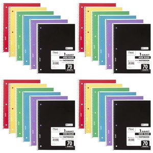 Mead 24-Pack of Wide Ruled Spiral Notebooks - 7.5" x 10.5", Color Assortment! - Picture 1 of 9