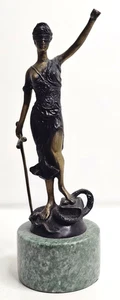 Vintage Bronze Dame der Gerechtigkeit Statue mit Marmorsockel signiert A. Mayer 11,5" - Bild 1 von 10