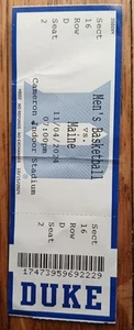 Boleto de Duke Blue Devils vs Maine 11/4/2024 bandera de Cooper debut de la NCAA arrugado - Imagen 1 de 4