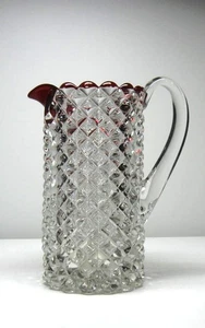 EAPG *** HUGE = RUBY STAINED - ROANOKA/LATE SAWTOOTH - WATER PITCHER.ERA 1890'S - Picture 1 of 7