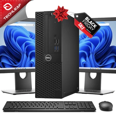 Dell Desktop PC i7 8th Gen, up to 64GB RAM, 4TB SSD, Dual 24" LCDs, Windows 11 - Image 1 of 3