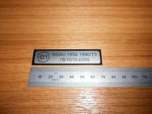 E1 BSAU pegatina deca-MOT-ETIQUETA DE ESCAPE LATA SELLO PLACA DE MARCADO--LEGAL EN CARRETERA-BSAU - Imagen 1 de 1