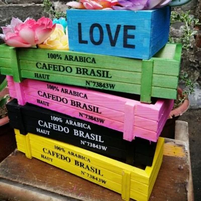 Wooden Flowerpot Plant Holder Outdoors Indoors Spring Home Decor Garden Pot  - Image 1 of 4