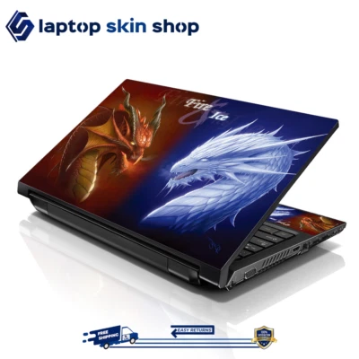 Laptop Skin Sticker Decal Cover for Notebook Macbook Fire Ice Dragons 13-16 inch - Image 1 of 4