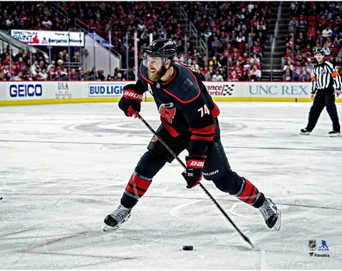 Jaccob Slavin Carolina Hurricanes Black Alternate Jersey Shooting 11x14 Photo Cover