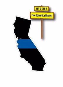 Thin Blue LIne Superimposed on Map California Support Police Decal/Sticker TB - Picture 1 of 1