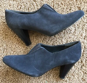 Studio Works Venus Gray Suede Leather Shoes Booties Heels Size 7 M Women’s - Picture 1 of 12