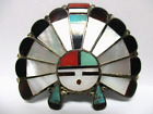 Signed Zuni Sunface Bolo Tie, Sterling Silver & Turquoise, Native American,Coral
