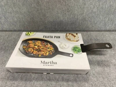 Martha Stewart 18,25 x 9,3 pulgadas sartén Fajita de hierro fundido y base de madera NUEVO Foto 1 de 4