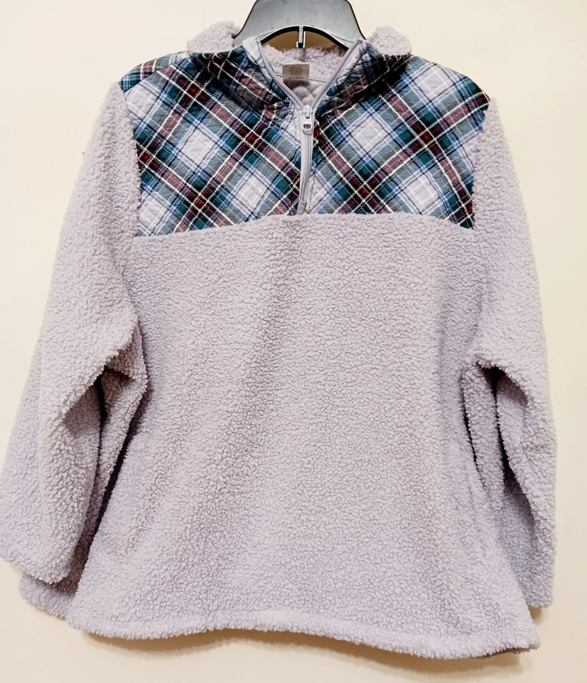 Pullover Vera Bradley Teddy Sherpa polar cuarto cremallera talla grande 3x cuadros nevados Foto 1 de 4