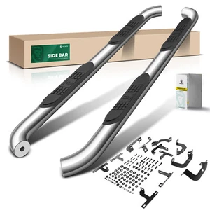 3" Chrome S/S 304 Round Side Step BarS for Jeep Wrangler JL 2018-2024 SUV 4-Door - Picture 1 of 12