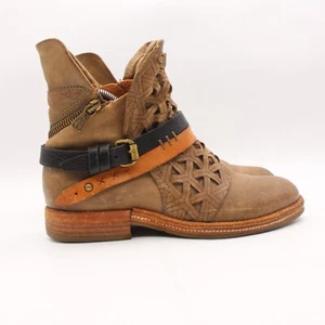 A.S.98 Verna Leather Ankle Boot  Women’s EU Size 37 Side Zip Buckle Belt - Picture 1 of 10