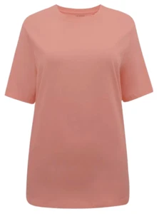 M&S Women's Peach 100% Cotton T-Shirt Straight Fit Crew Neck Short Sleeve UK 8 - Picture 1 of 2