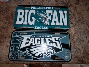 Philadelphia Eagles license plate lot (2) NEW Vintage Big Fan NFL plastic Lot F - Picture 1 of 14