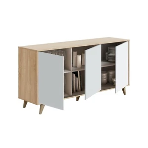 Aparador buffet salón comedor 3 puertas melamina, armario moderno, Kikua Plus - Imagen 1 de 7