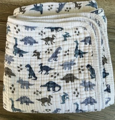Bebe au Lait Thick Baby Blanket Muslin Snuggle Dinosaurs Hard To Find - Image 1 of 4