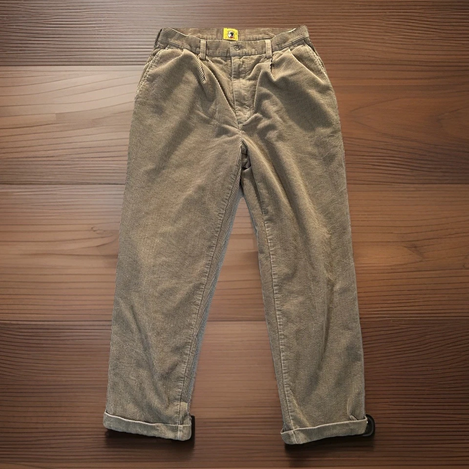 Calça de veludo vintage Duckhead masculina tamanho 34X32 bege pernas algemadas plissada folgada y2k - Imagem 1 de 4