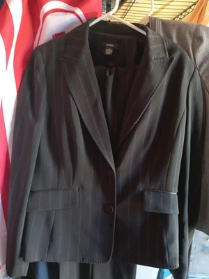 Blazer Alfani Mujer Negro Forrado a Rayas 12 Nuevo Con Etiquetas y Pantalón 10 Traje Conjunto!  Foto 1 de 4