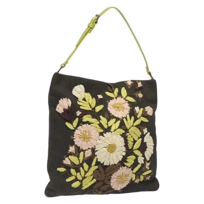 Auténtico bolso de hombro VALENTINO de lona caqui plateado BA3829 Foto 1 de 4