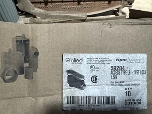 Lot of 10 Allied Conduit Royal 1-1/2" Type LB PVC Access Fittings 59204 /  Wet - Picture 1 of 5