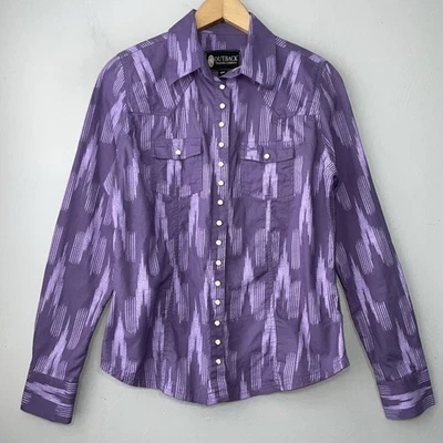 Camisa Western Outback Trading Company Tamanho P M Roxa Snap Country Rodeio Cowgirl - Imagem 1 de 4