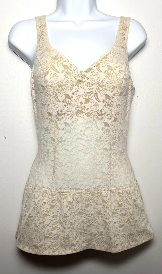 Vtg 50s Rose Marie Reid Lace Swimsuit Dress Ivory Pinup One Piece Union Made - Image 1 of 4