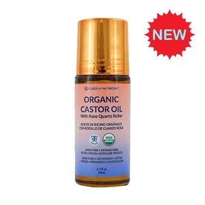 Organic Castor Oil with Rose Quartz Roller, 100% Pure ExtraVirgin HOT - Picture 1 of 9