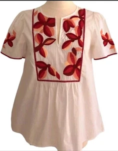 Madewell Bauerntop Boho Sommer Tunika Bluse mit Blumenstickerei S - Bild 1 von 14