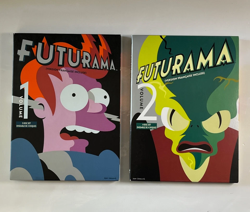 Futurama - Volume 1 & 2 (DVD, 7-Disc Set, 1999) French version included, Mint! - Image 1 of 4
