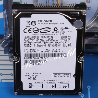 100% OK HTS541680J9AT00 HITACHI 80 GB 2.5" 5400 RPM 8 MB PATA Hard Disk HDD - Image 1 of 2