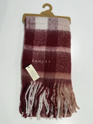 RADLEY LONDON Bufanda Esponjosa a Cuadros 16" W x 78" L Arándano/Multicolor - Nueva con Etiquetas Foto 1 de 4