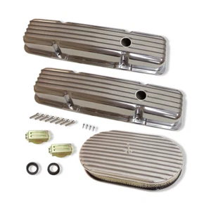 For Chevy SBC 1958-1986 283 305 327 Short Valve Covers & 15" Oval Air Cleaner - Picture 1 of 8