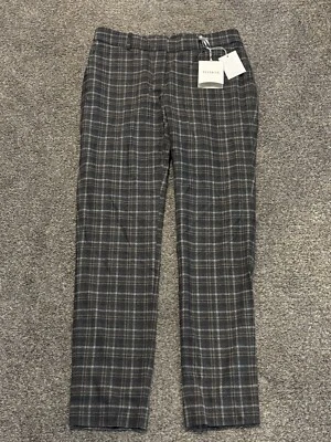 Peserico Women’s Gray Wool Metallic Plaid Pull On Straight Leg Pants Sz 44 NWT - Image 1 of 4