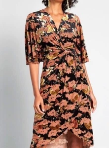 Modcloth Dramatic Depths Velvet Burnout Black Floral Sheath Batwing Dress Sz 2X - Picture 1 of 6