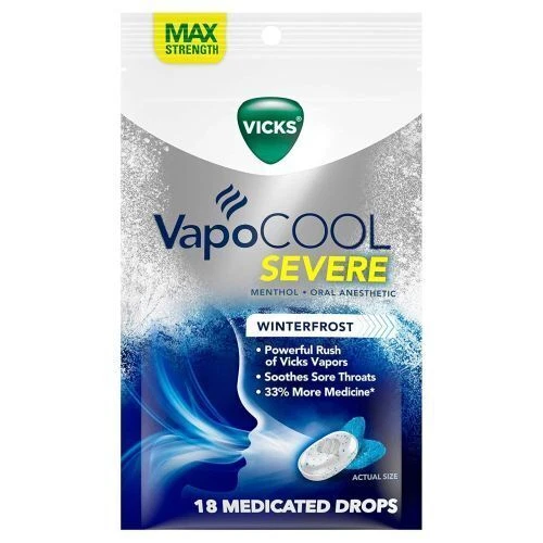 Vicks Vapocool Severe Medicated Drops Winterfrost 18 Each By Vicks - Image 1 of 1
