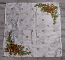 Vintage Satin Pinecone Shimmer Fabric Centerpiece Napkin Linen Square 17.75"
