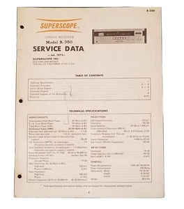 Superscope Model R-350 Stereo Receiver Service Data Manual.  1973 Marantz - Picture 1 of 3