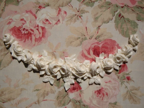 Large FRENCH ROSE SWAG GARLAND Furniture Applique Architectural Pediment Cover