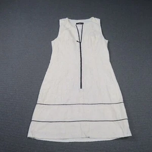 Cue Womens A-Line Dress 10(AU) Small White Floral Lace Zip Front Sleeveless - Picture 1 of 9