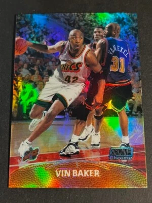 1999-00 Stadium Club Chrome OVERSIZE REFRACTOR PROOF Vin Baker Sonics #77 - Image 1 of 2